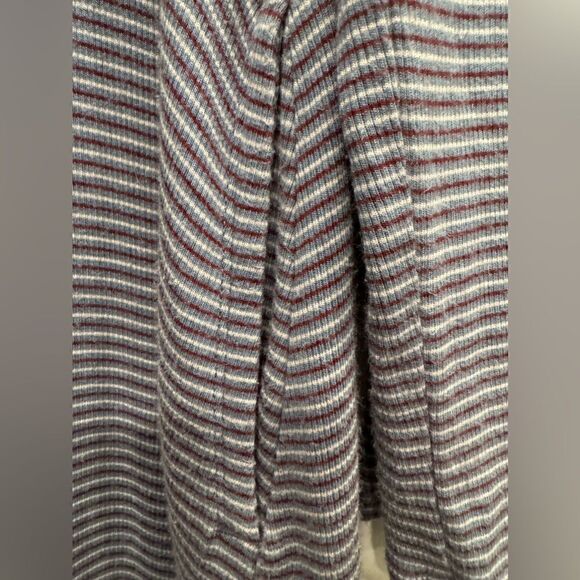 🌞 Toad & Co Daisy Rib Long Sleeve Swing Dress Size L Blue Red Stripe Pockets - Picture 2 of 7